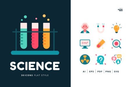 30 Icons Science Flat Style