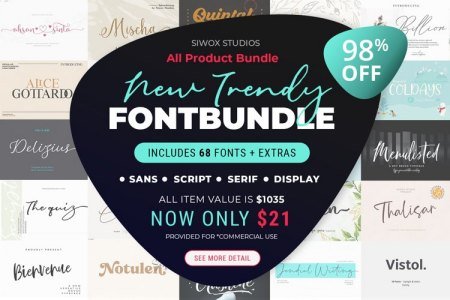 New Trends Fonts Bundle & Extras
