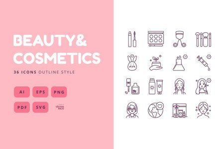 36 Icons Beauty&Cosmetics Outline Style