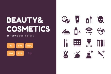 36 Icons Beauty&Cosmetics Solid Style