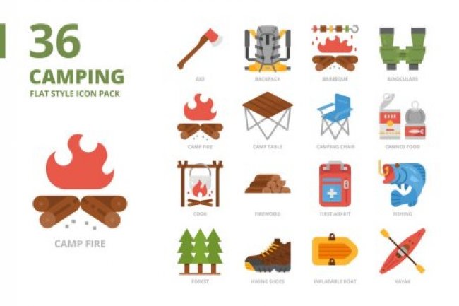 Camping Flat Style Icon