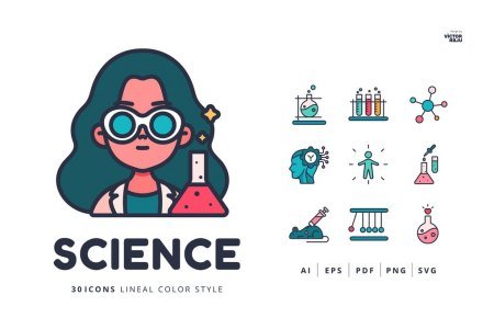 30 Icons Science Lineal Color Style