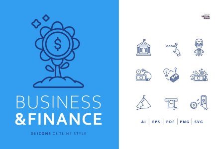 36 Business and Finance Icons Outline Style