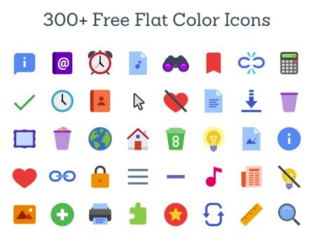 300+ Flat Color Icons