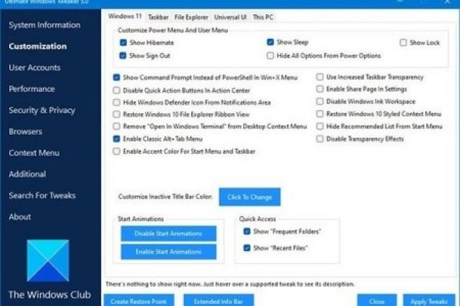 Ultimate Windows Tweaker 5.1 for Windows 11