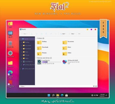 Windows 11 PRO 21H2 10.0.22000.348 - [Flat Build 2]