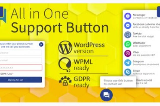 All in One Support Button + Callback Request. WhatsApp, Messenger, Telegram, LiveChat and more