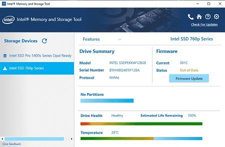 Intel Memory and Storage Tool v2.3