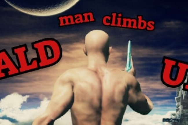 Bald Man Climbs Up