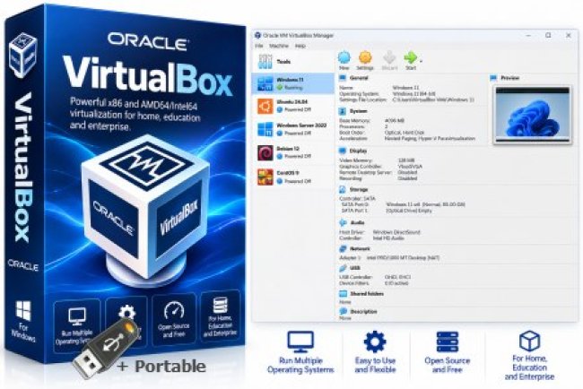 VirtualBox 7.2.20.175154 + Extension Pack + Portable