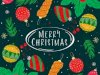 Christmas themed decorations and flat design elements