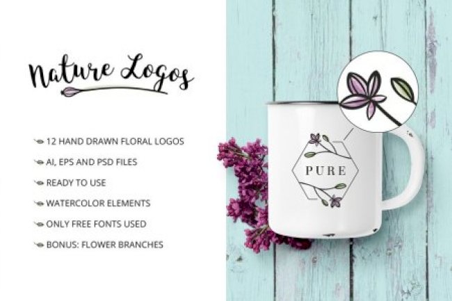 Nature & floral premade logos +BONUS