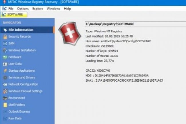 MiTeC Windows Registry Recovery v3.1.3