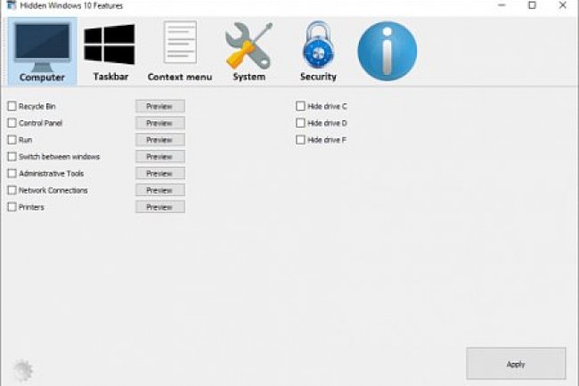 Hidden Windows 10 Features 1.3.1 + Portable
