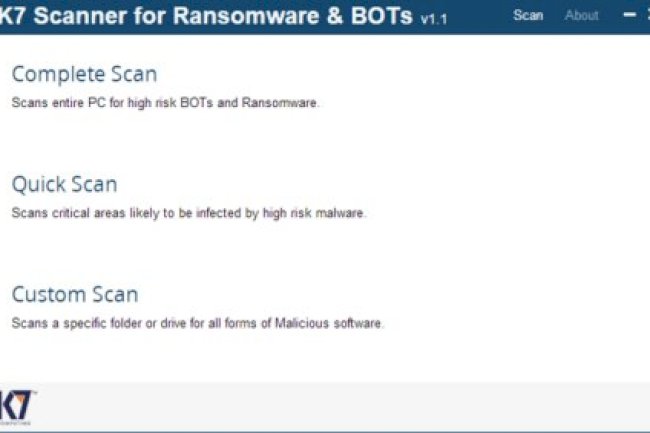 K7 Scanner for Ransomware & BOTs v1.0.0.476