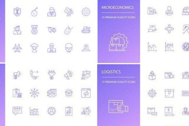 Family, Business, Travel and Logistics Line Icons Set