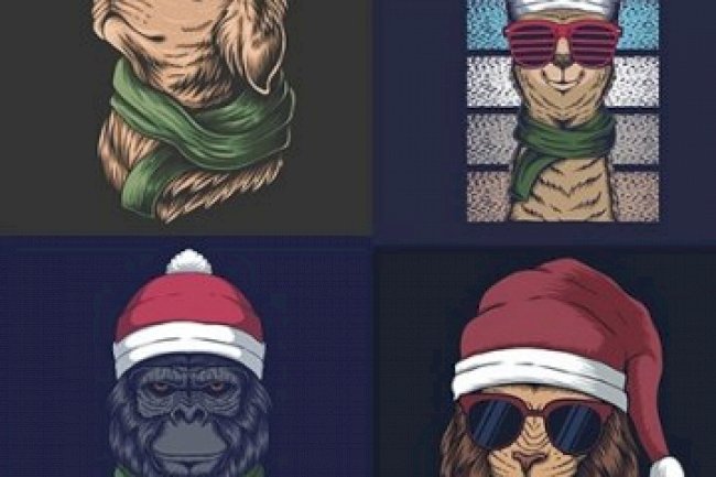 Santa Christmas Illustrations Set