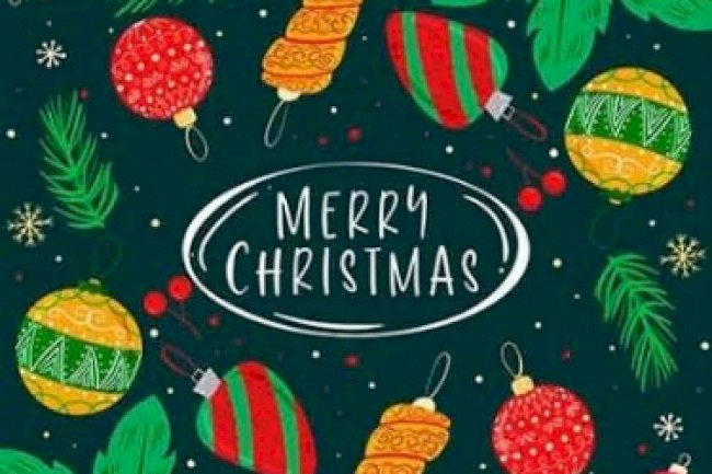 Christmas themed decorations and flat design elements