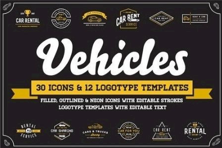 Awesome Vehicles Icons and Logo Set