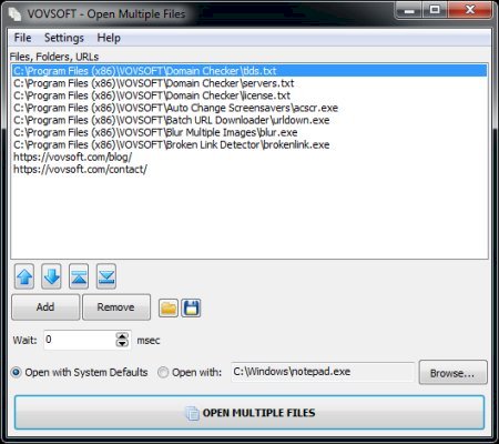 VovSoft Open Multiple Files 2.3