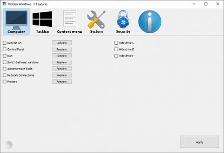Hidden Windows 10 Features 1.3.1 + Portable