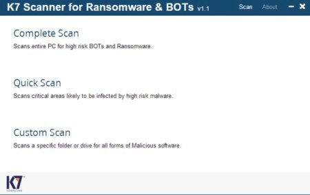 K7 Scanner for Ransomware & BOTs v1.0.0.476