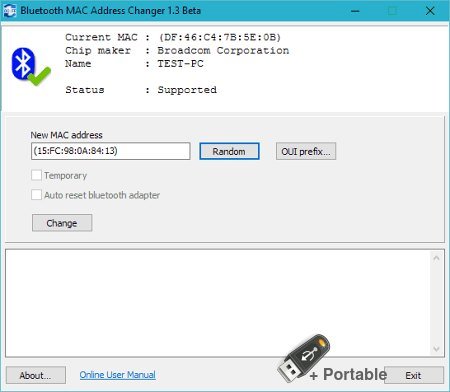 Bluetooth MAC Address Changer v1.11.0.184b + Portable